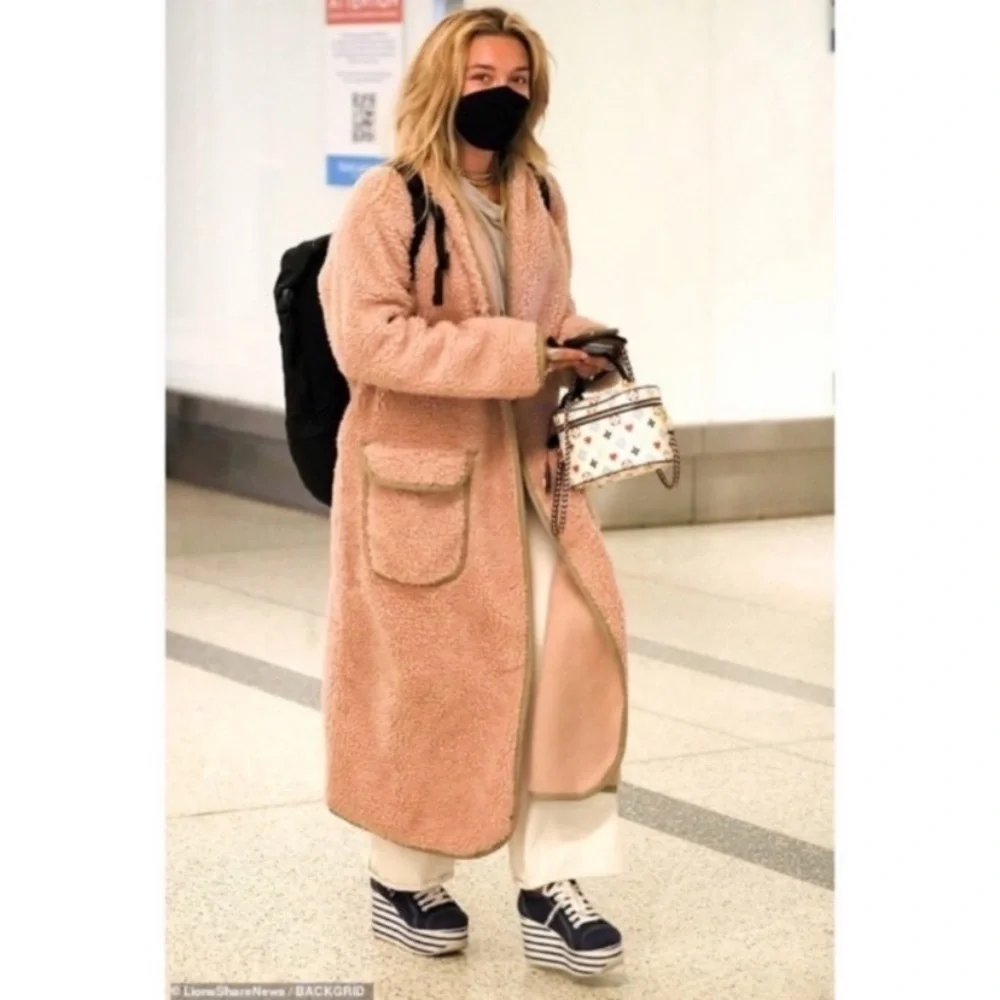 New  Free People Irresistable Teddy Cardi Coat Pink s, m - Picture 2 of 6